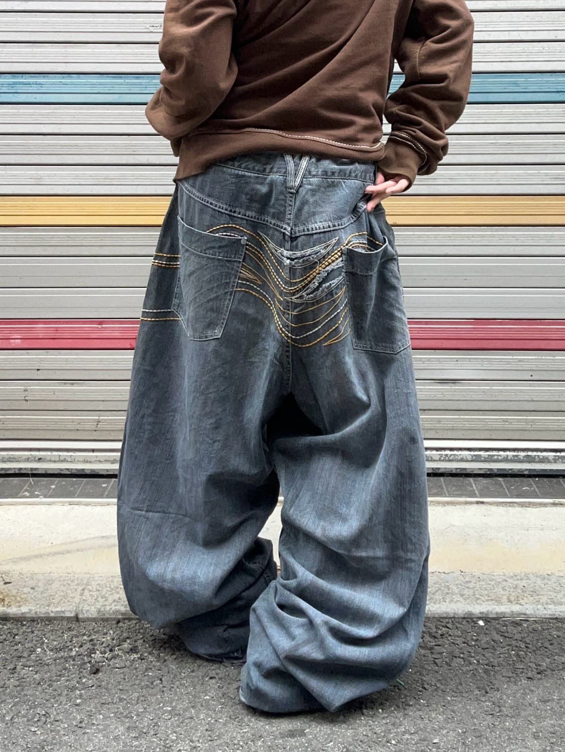 90s COOGI 자수 흑청 데님벌룬팬츠 상품이미지1
