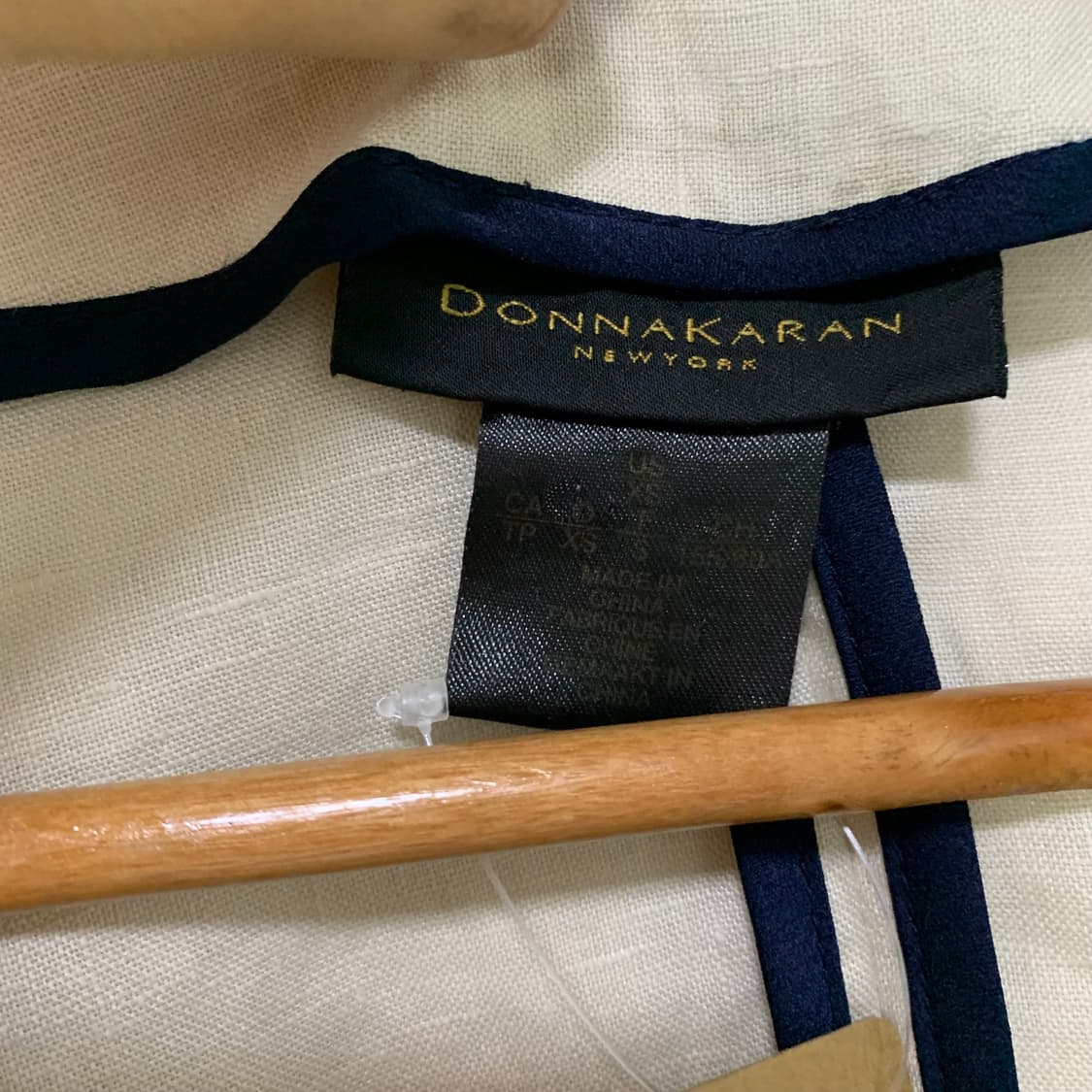 DKNY 도나카란 뉴욕 빈티지 오픈형 노카라 린넨 7부 여름 자켓 베이지 상품이미지6