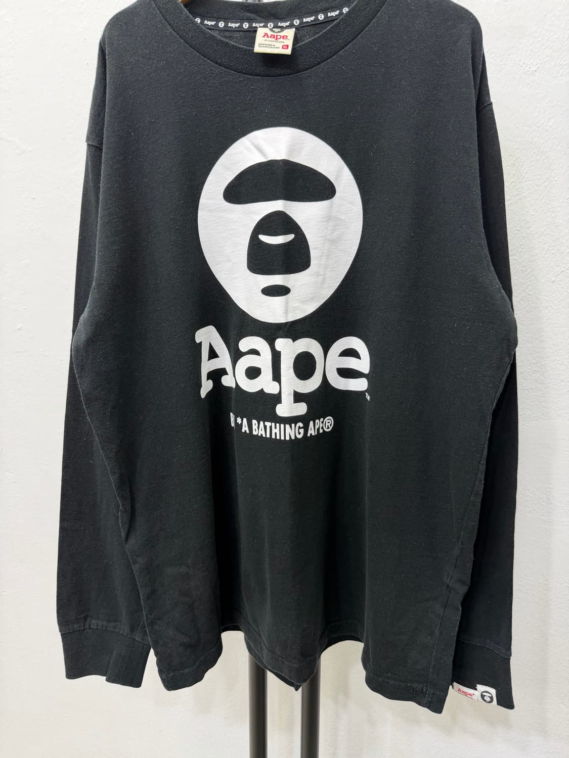 정품) Aape 에이프 블랙 롱슬리브 XL 상품이미지3