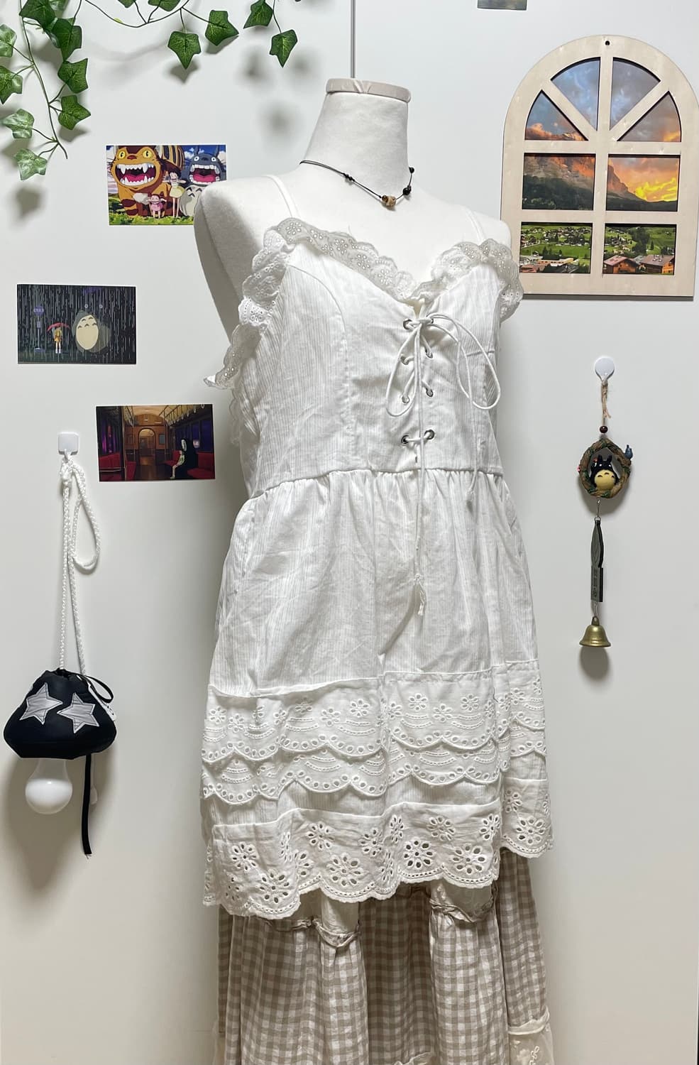 펀칭 나시 세트 #모리걸 #모리걸세트 #잔꽃 #펀칭 #레이스 #롱스커트 상품이미지4