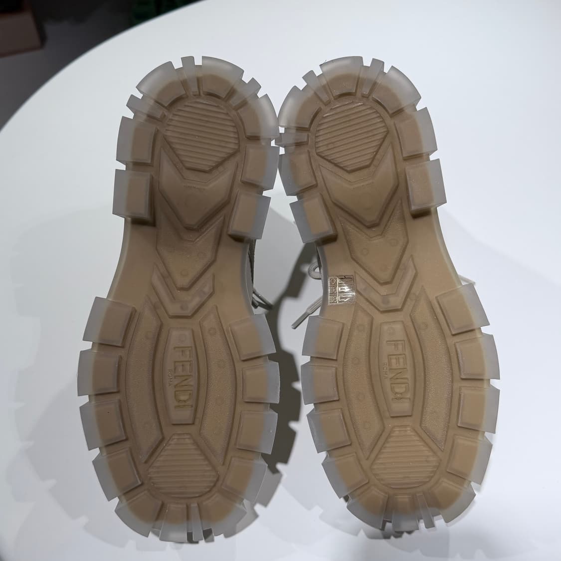 (A+/7) / 펜디 포스 컴뱃 워커 부츠 레더 가죽 아이보리 상품이미지8