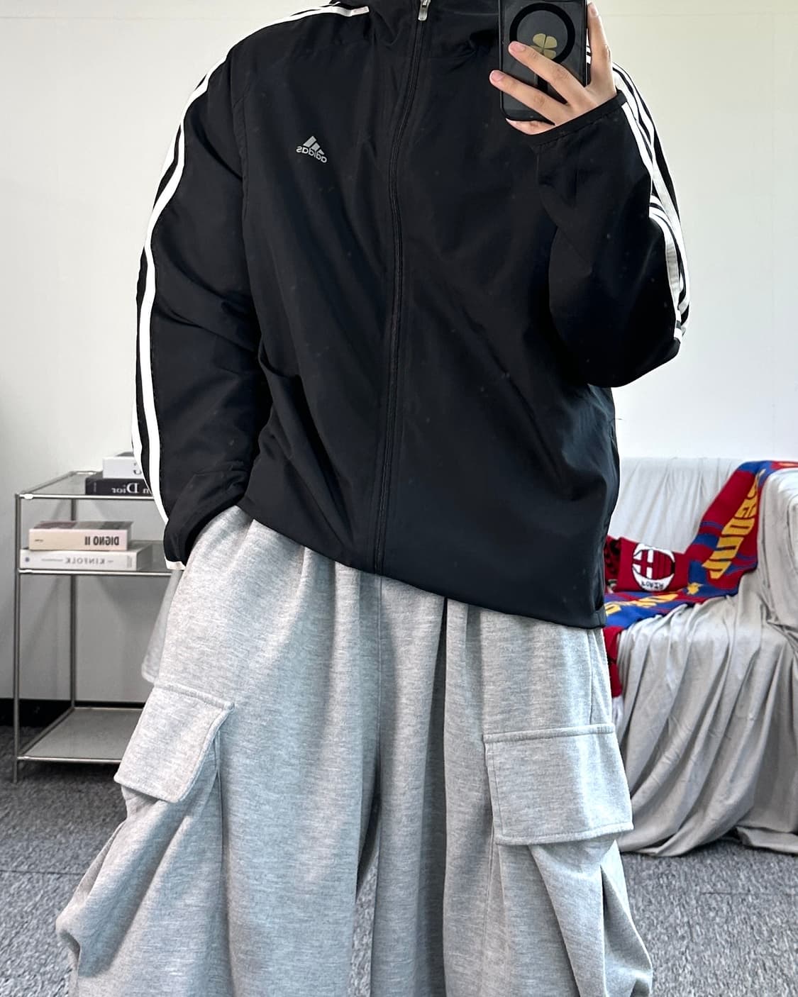 아디다스 블랙 화이트 바람막이 110 상품이미지3