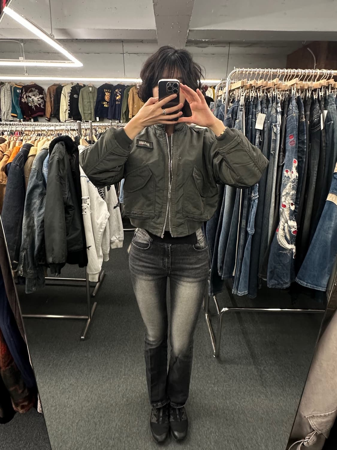 OS)쇼트 빈티지 패치 항공점퍼 MA-1 상품이미지2