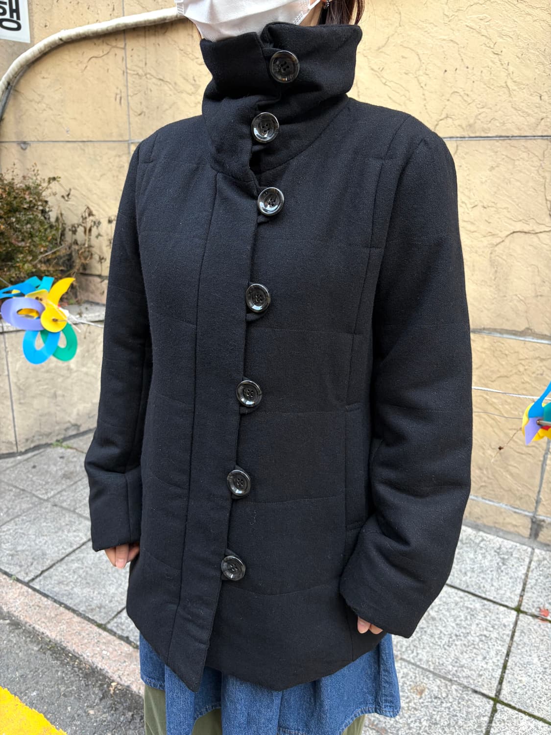 일본 빈티지 Stacy 버튼 하이넥 카라 숏코트  상품이미지1