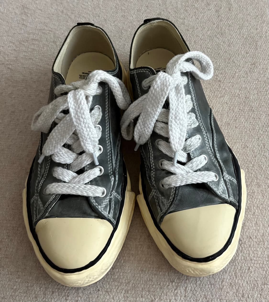 미하라 야스히로 피터슨 파라핀 레더 스니커즈 블랙/44 상품이미지1