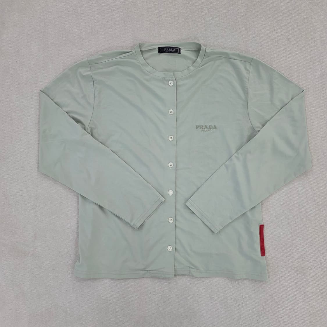 [실측] 고급 민트 라운드넥 단추 긴팔티 0127J 상품이미지1