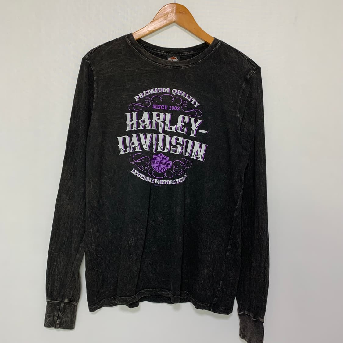 할리데이비슨 빈티지 워싱 레터링 프린팅 롱슬리브 y2k 남녀공용 상품이미지2