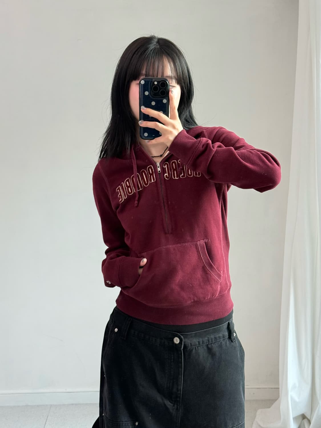 아베크롬비 버건디 후드 반집업 상품이미지4