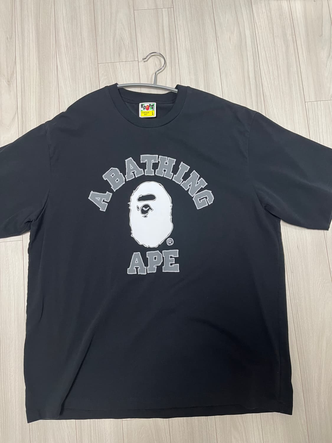 베이프 핸드 드로운 컬리지 릴렉스드 핏 티셔츠 블랙 L 상품이미지2