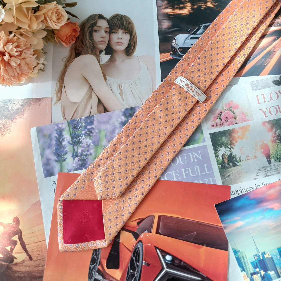 엠씨엠 실크 오렌지 하트 자카드 넥타이 8.1cm A+등급 A19666
 상품이미지6