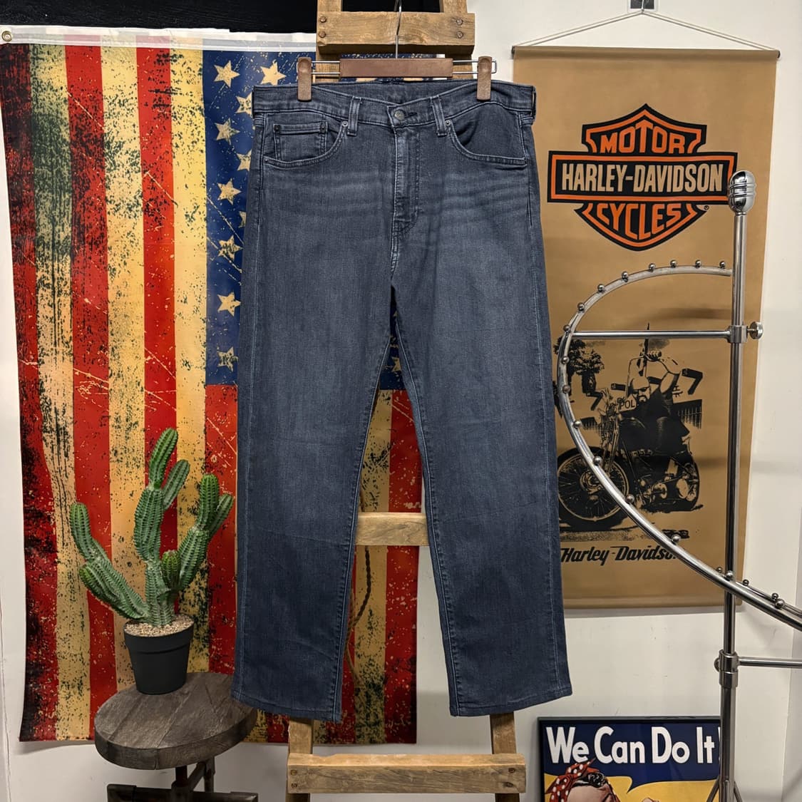  현행 리바이스 505 레더탭 유드즈페이드 블루블랙 데님팬츠 N392 상품이미지1