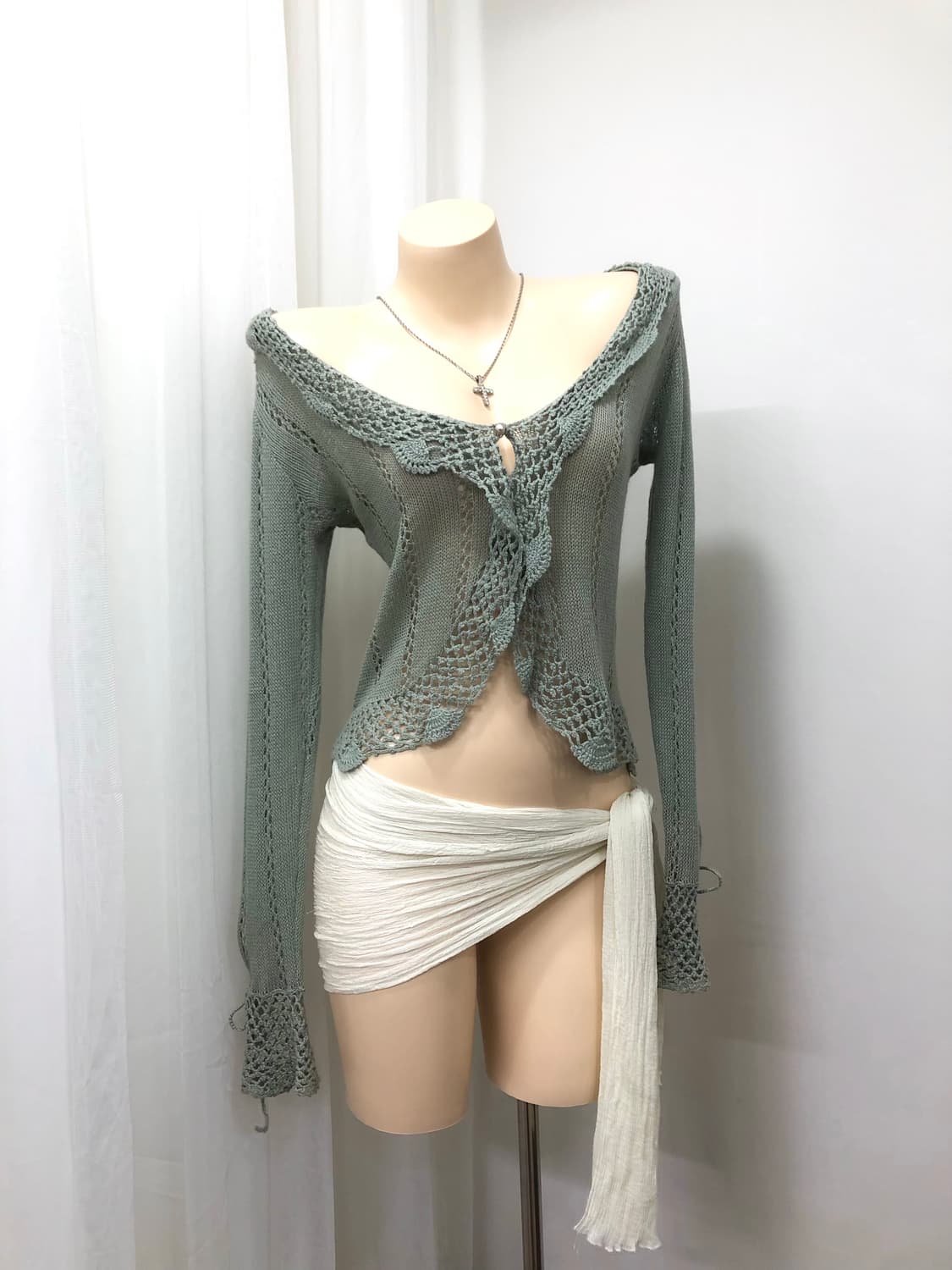 fairy mint crochet frill cardigan 상품이미지1