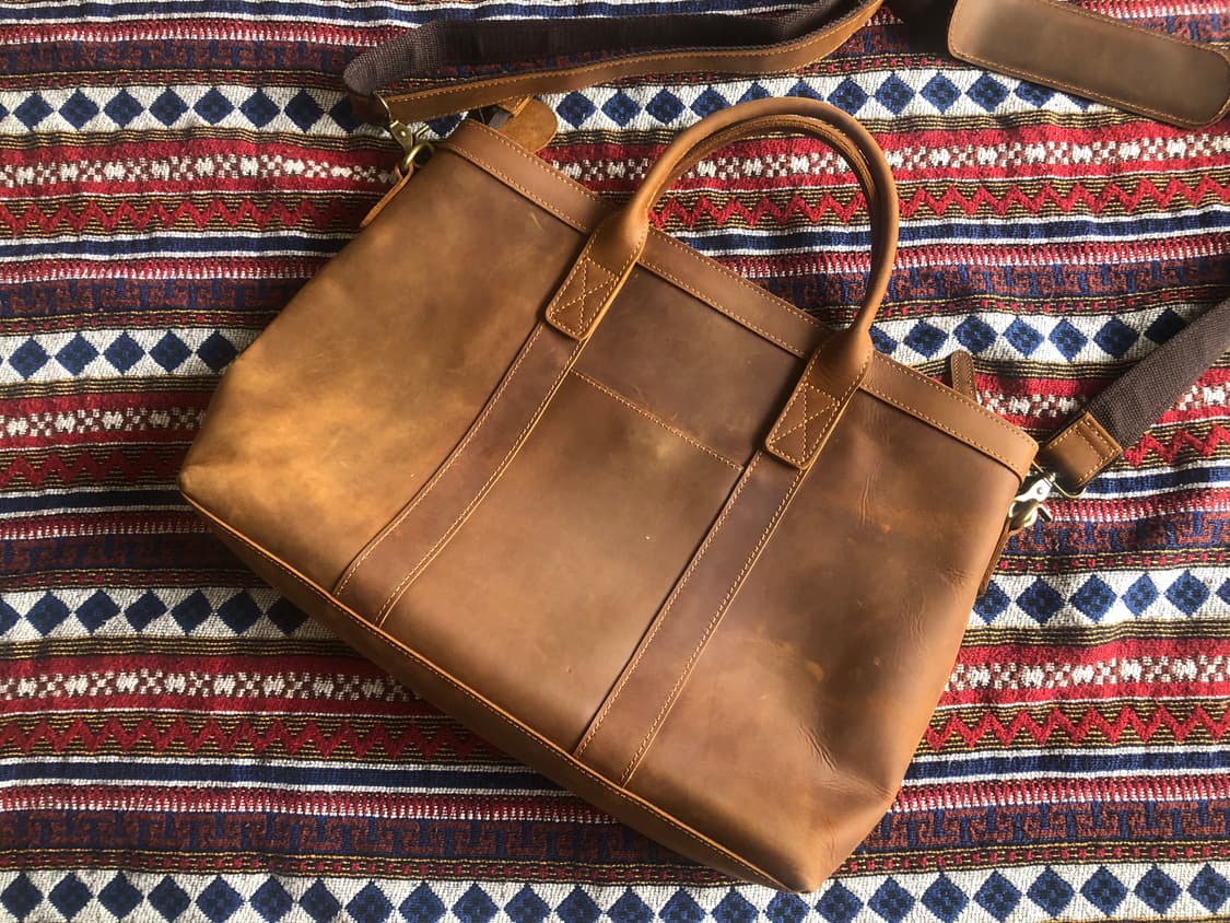 빈티지 브라운 레더 토트백 미사용 상품이미지2