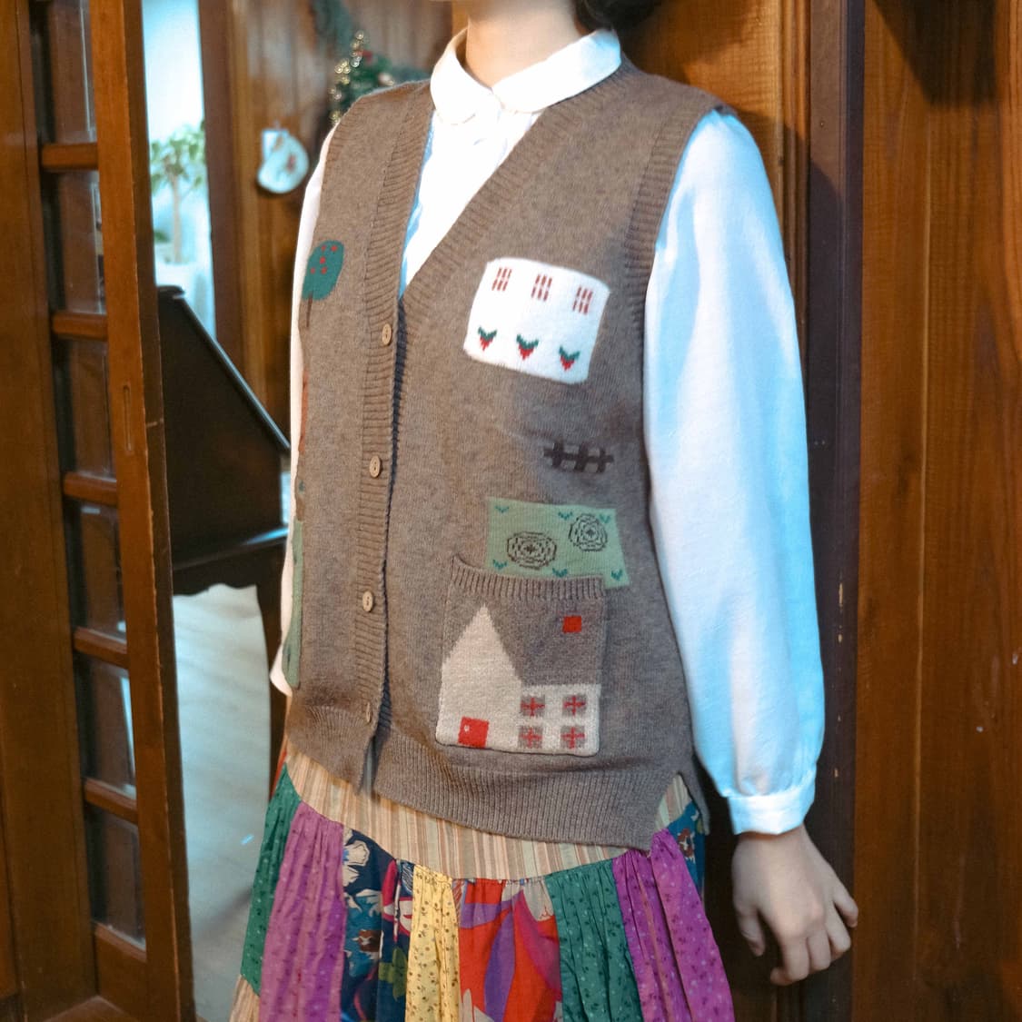 포켓 마을 니트 베스트 상품이미지1