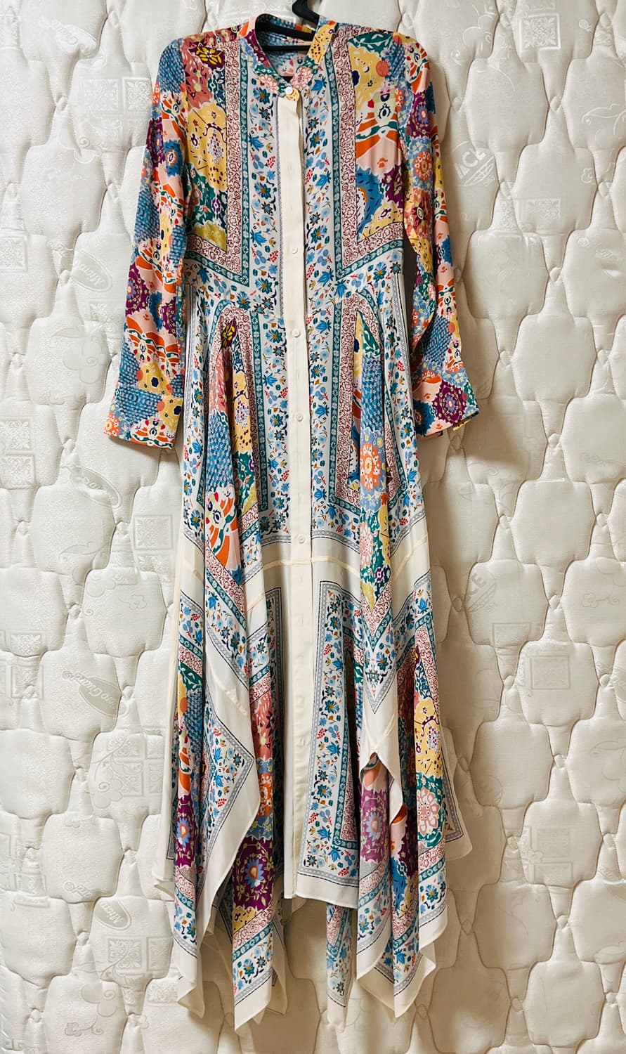 알투라자 패턴 실크100% 롱 원피스 38 상품이미지1