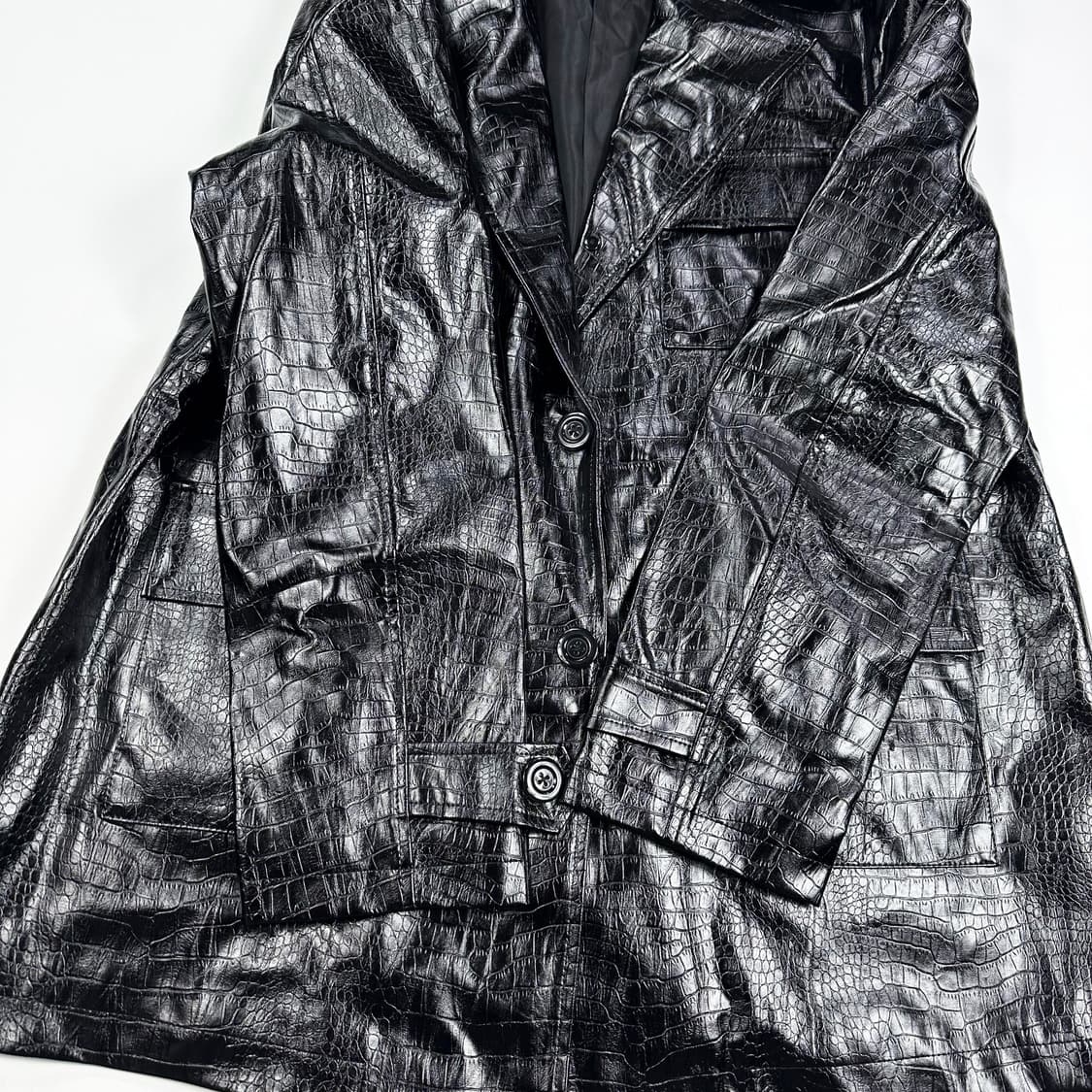 VTG 빈티지 레자 블랙 가죽 블레이저 자켓 (XXL) 상품이미지3