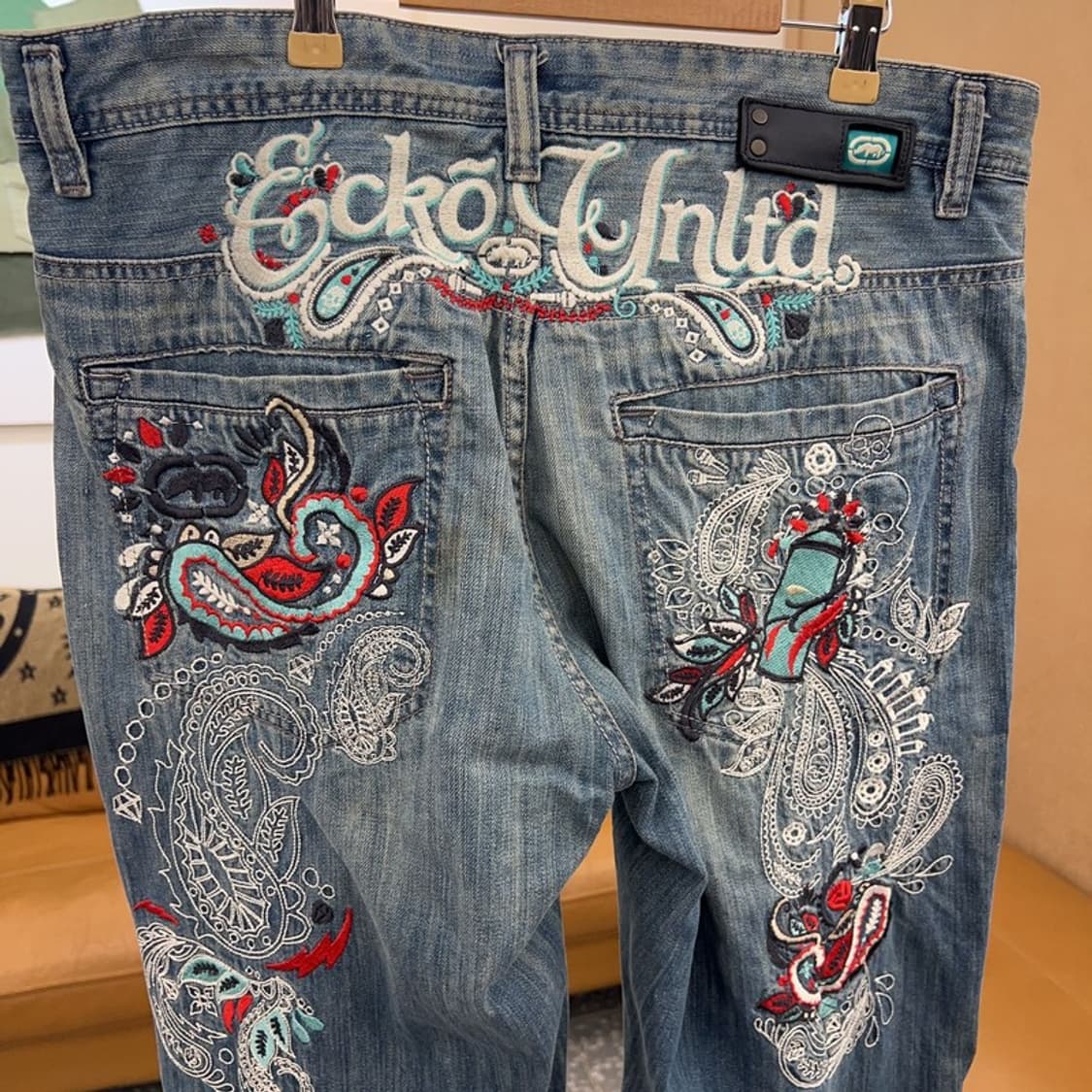 에코 ECKO 빈티지 올드스쿨 자수 데님팬츠 청바지 36인치 C04879 상품이미지3