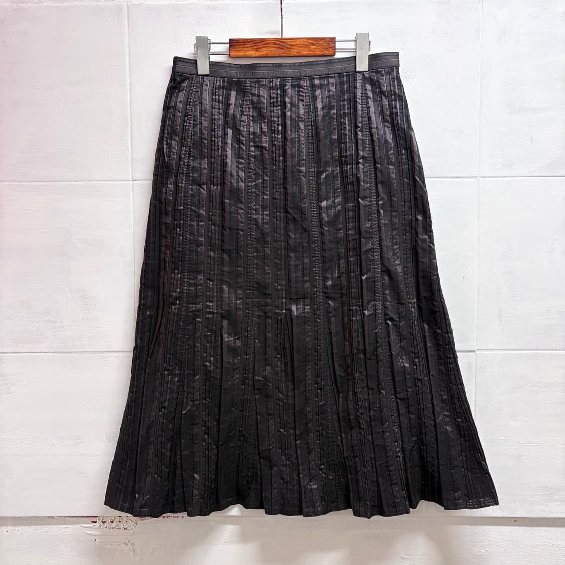 딥퍼플 세틴 스트라이프 페어리 롱 스커트 JPN 상품이미지1