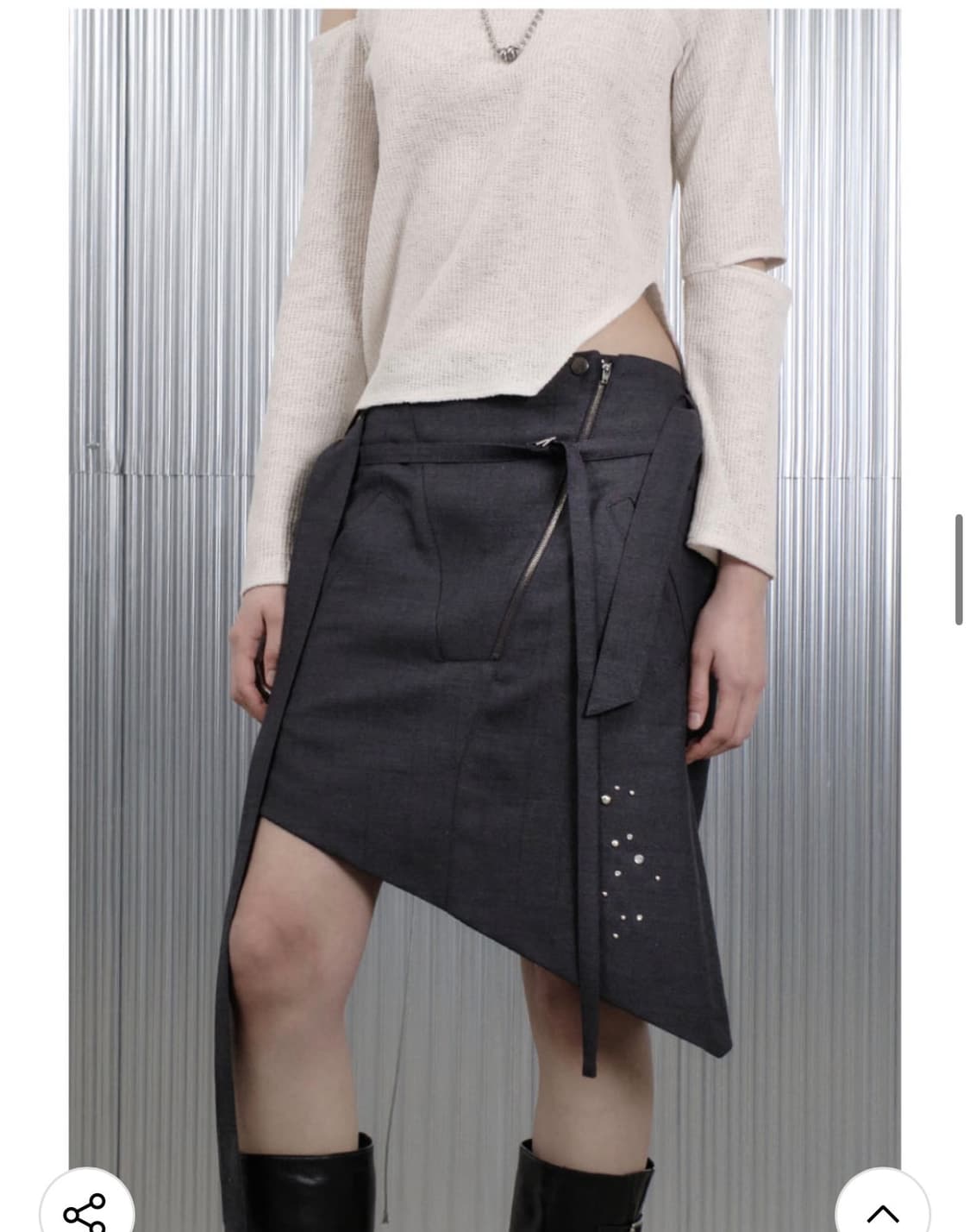 (새상품) 데비어퍼 벨트 레이어드 스커트 차콜 상품이미지1