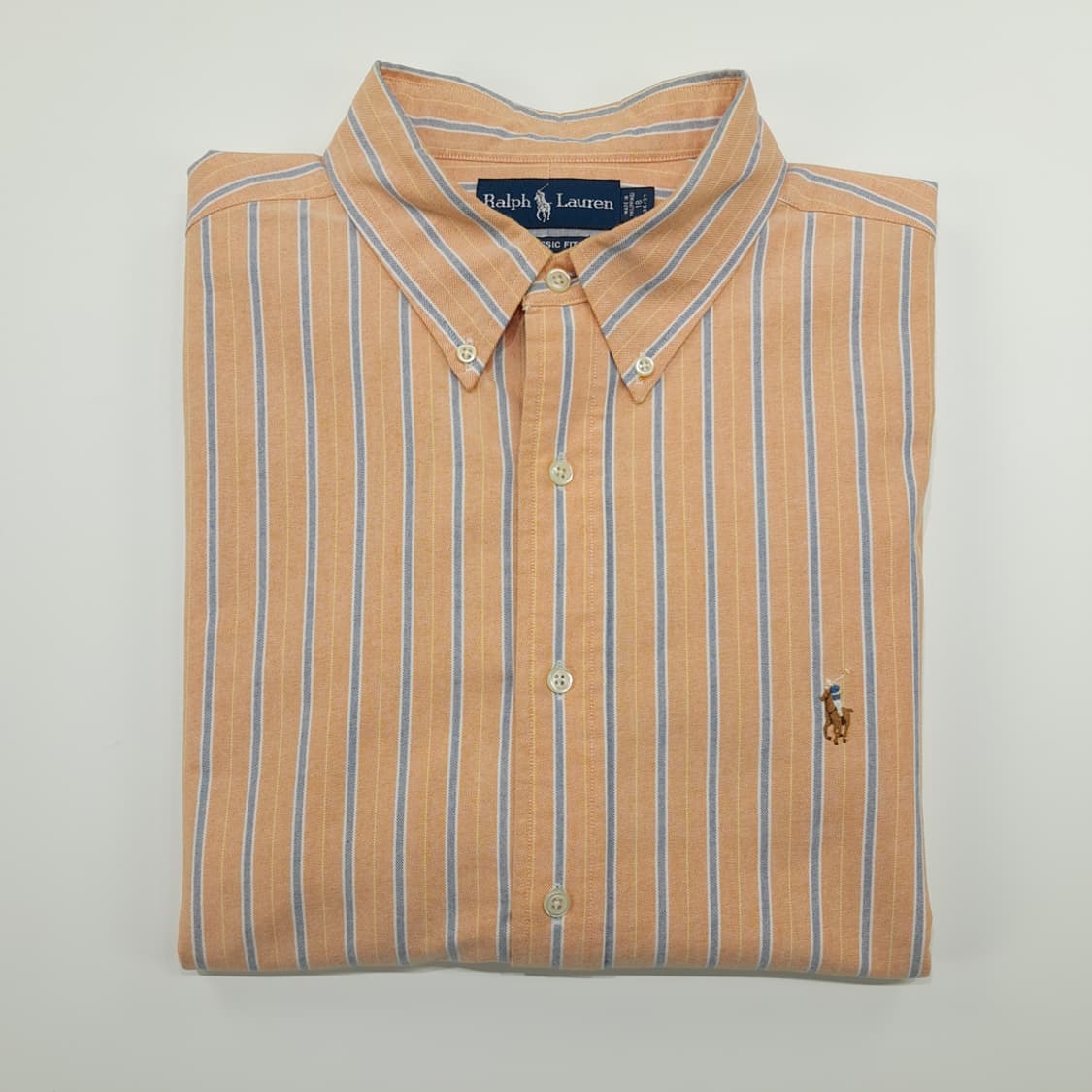 CN863 2XL 폴로 랄프로렌 오렌지 스트라이프 긴팔 셔츠 남방 상품이미지8
