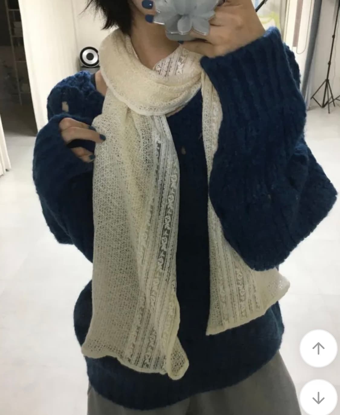 아이보리 자수 머플러 상품이미지1