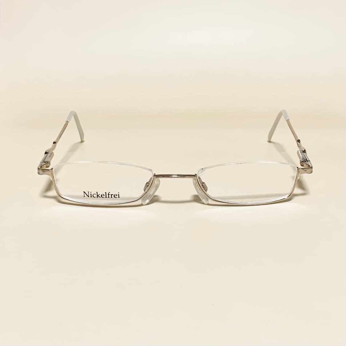 874 슬림 직사각 역반무테 안경 실버 메탈 니켈프리 초경량 데드스탁 상품이미지1