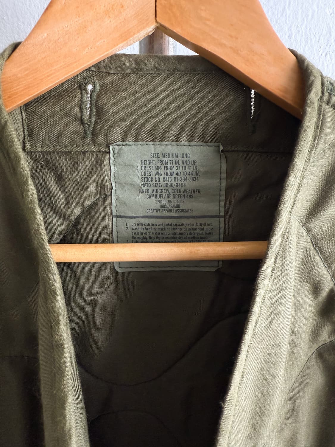 90s U.S.Army Aircrew Cold Weather Liner  상품이미지8