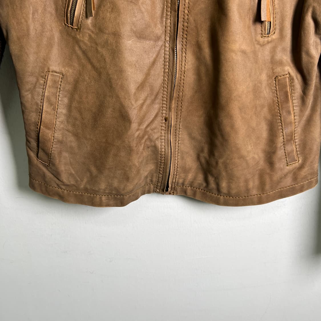 Je Judith 브라운 니트 배색 스웨이드 양가죽 자켓 40 상품이미지5