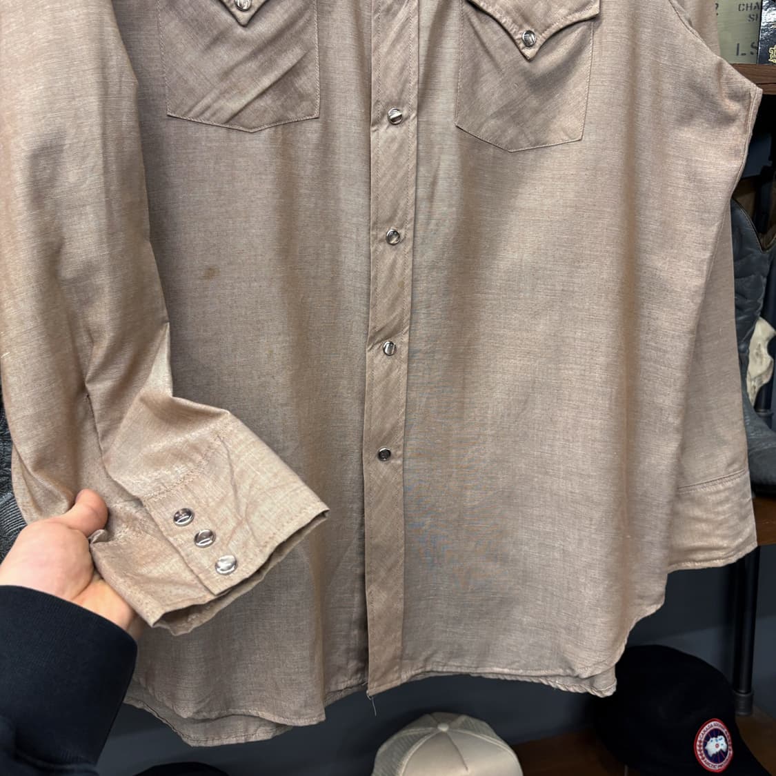 70s Sears 시어스 타탄체크 숄더패드 요크컷 웨스턴 셔츠 N596 상품이미지5