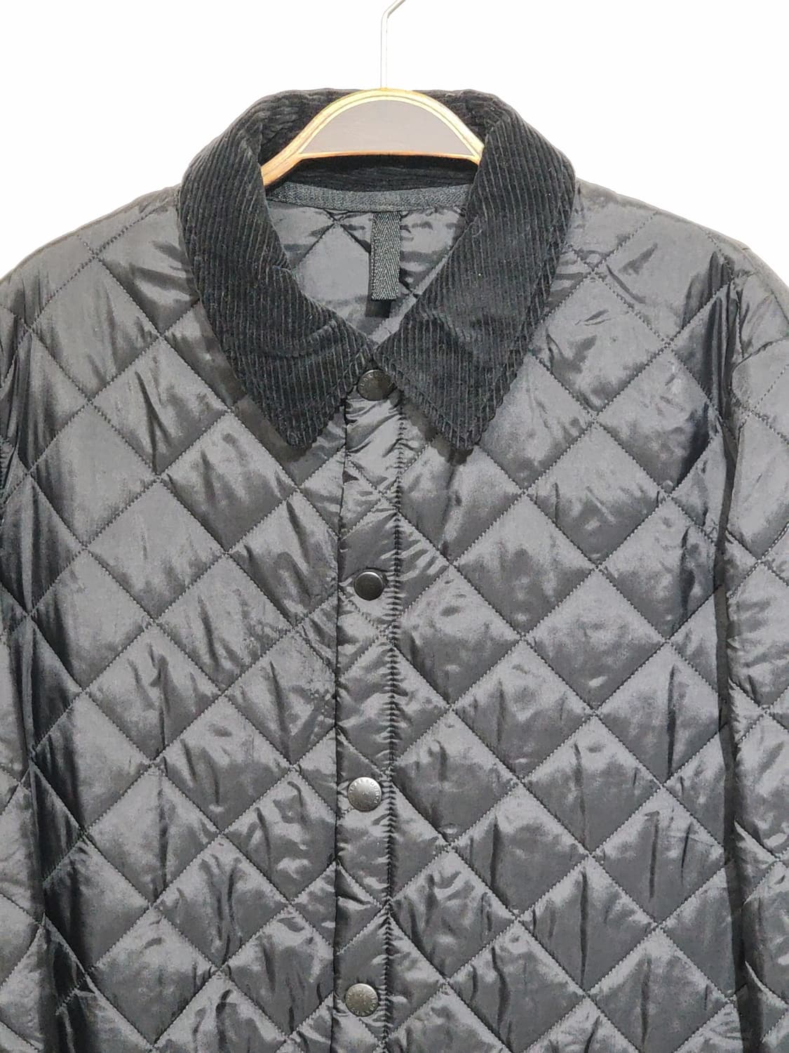 (L) 바버 퀼팅자켓 블랙 누빔점퍼 코듀로이 카라넥  상품이미지2