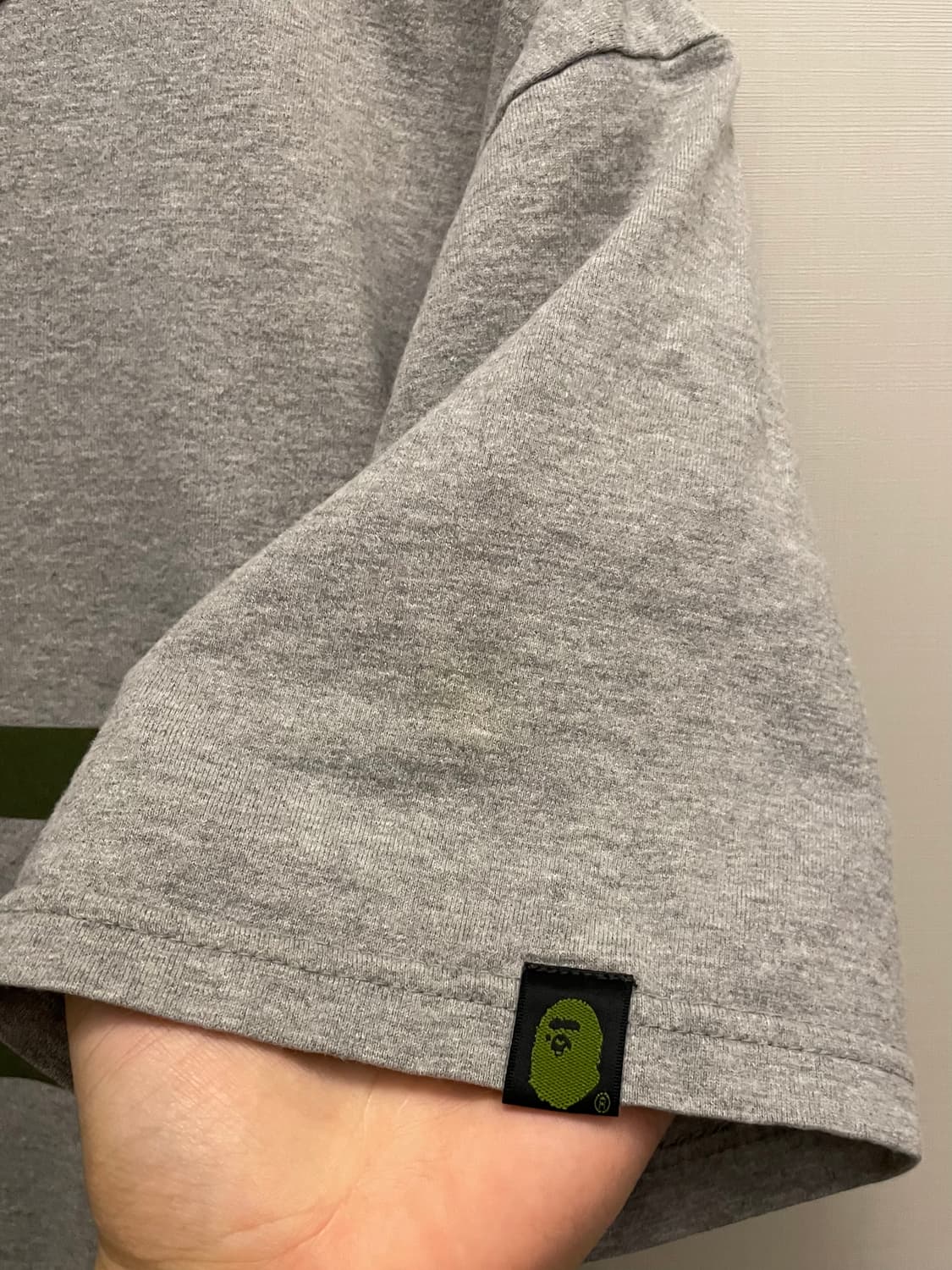(L)10s BAPE 베이프 초기 로고 코튼 반팔티셔츠 그레이 상품이미지4
