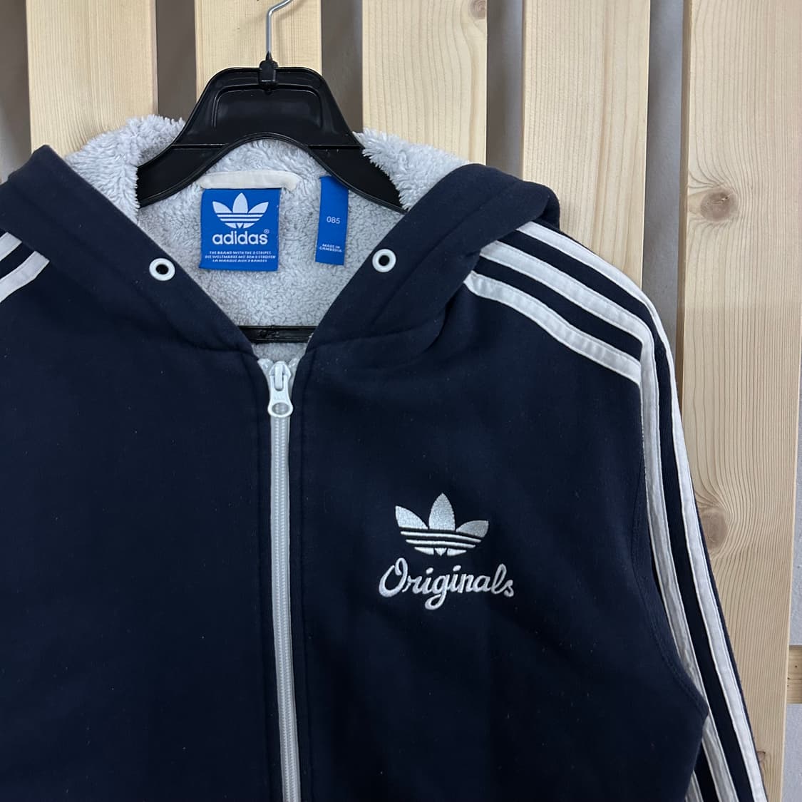 (S) 아디다스 네이비 쉐르파 양털 후드집업 상품이미지4