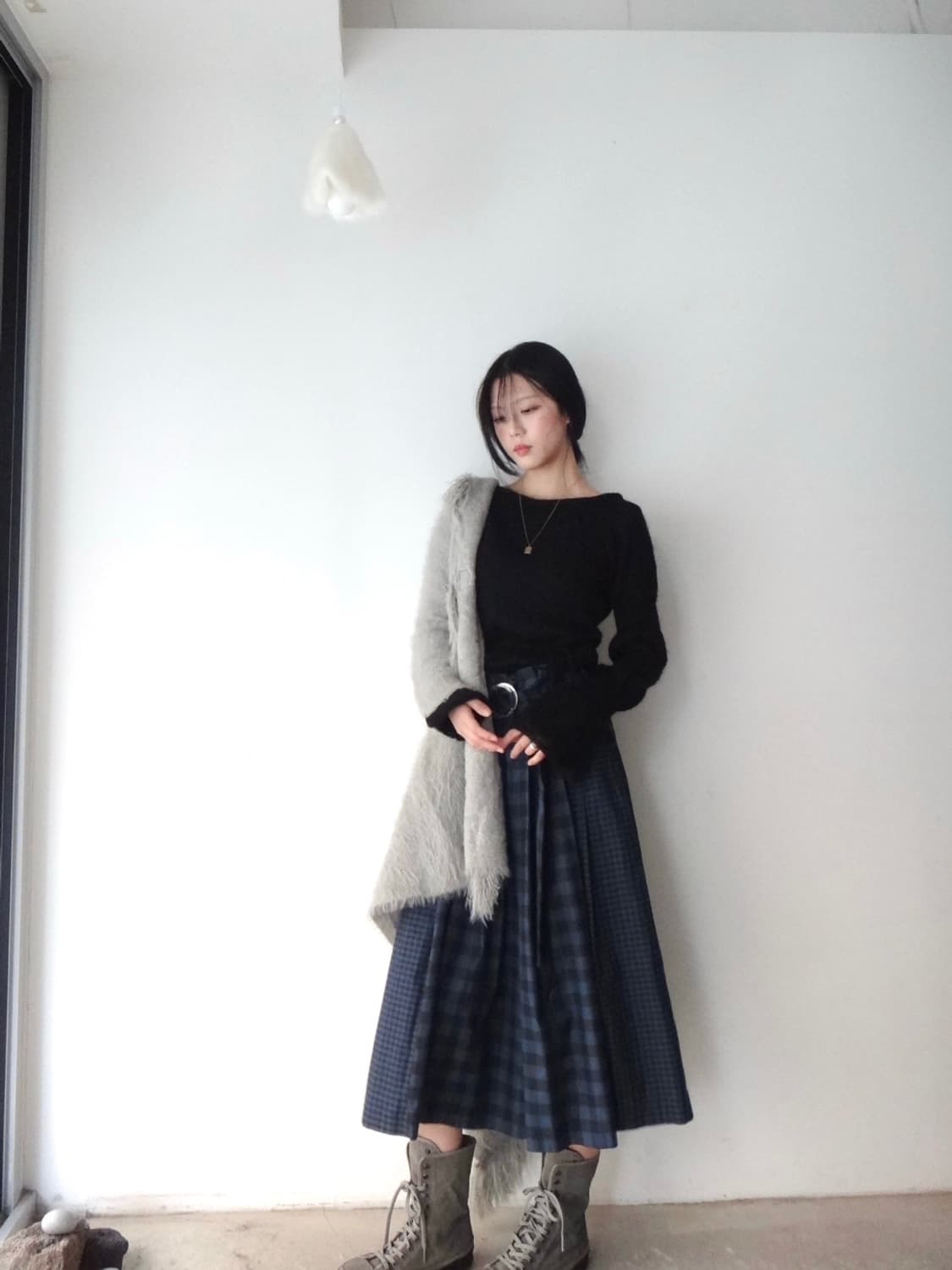 Boucle hoody open cardigan / grey 상품이미지6