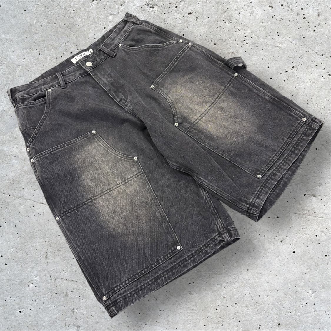 [M] LOWELL 워크 데님 반바지 블랙 B362 상품이미지1