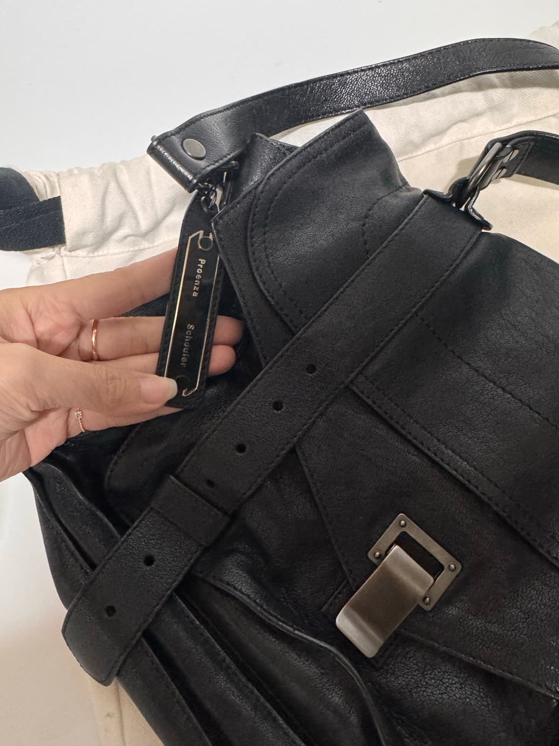 프로엔자슐러 블랙 레더 토트백 상품이미지5