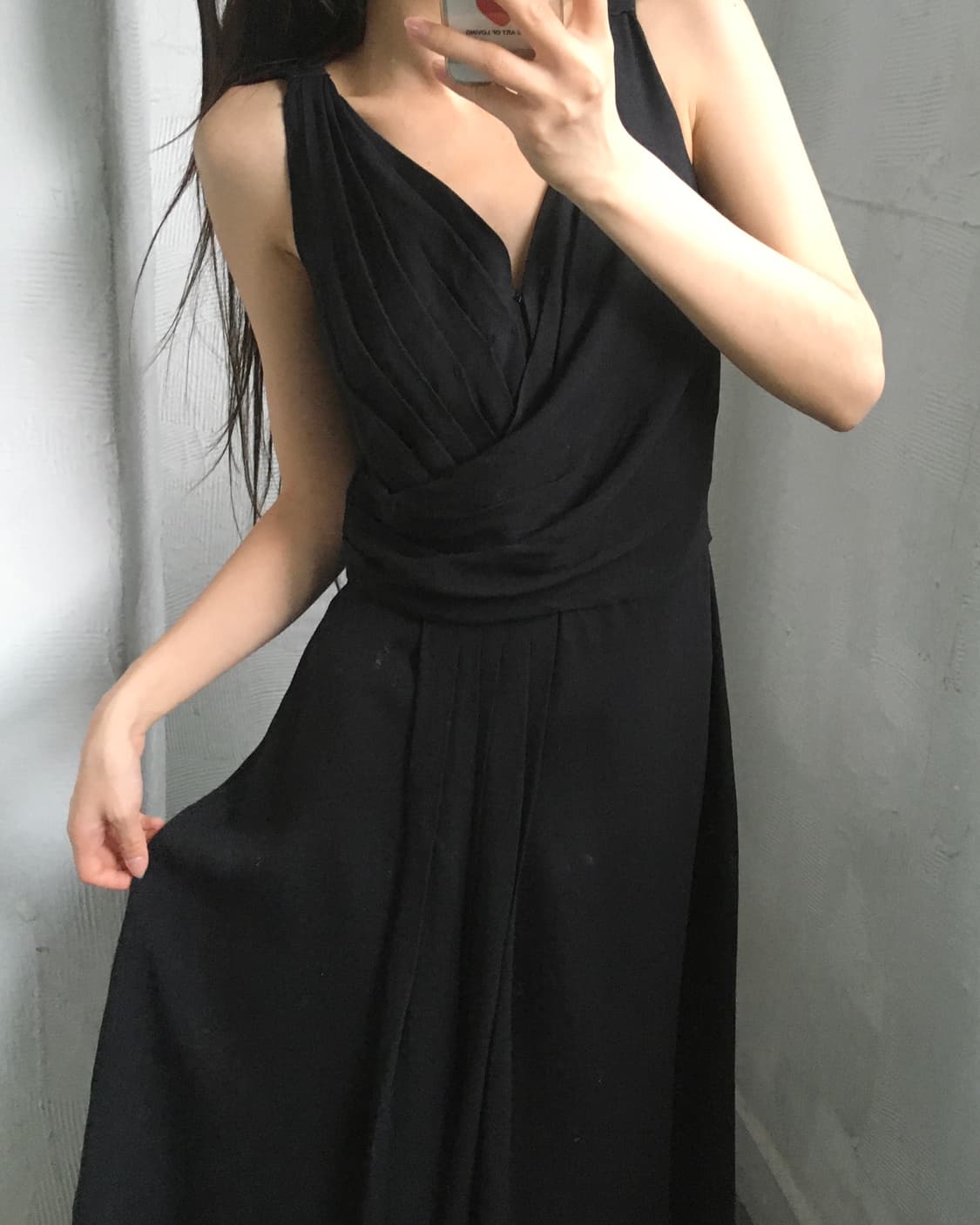 Prada 프라다 블랙 셔링 랩 슬리브리스 원피스 상품이미지1