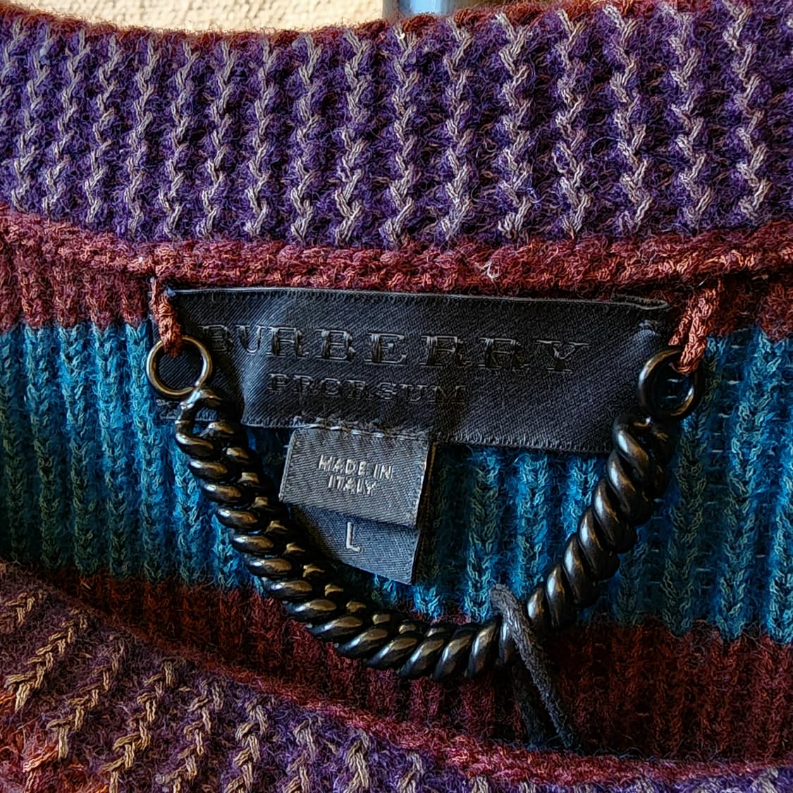 버버리 프로섬 헤비 니트 스웨터 컨트리 컬러블록 스트라이프 런웨이  L 상품이미지6