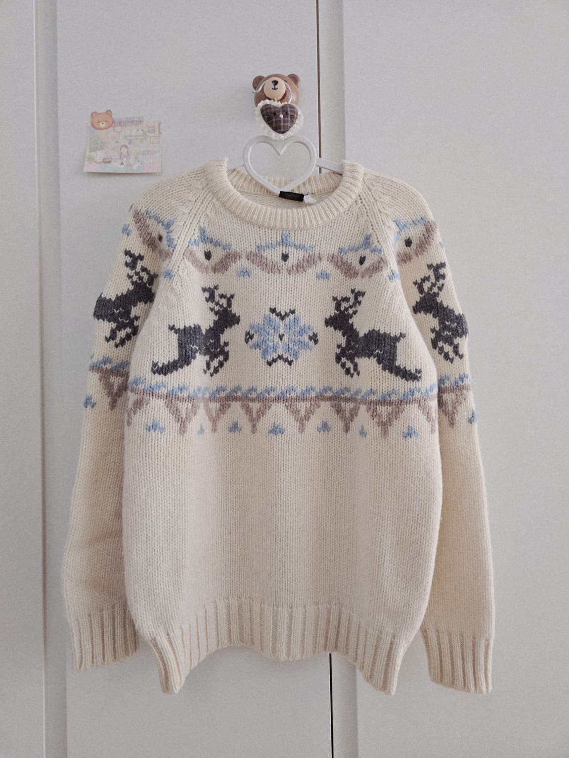 빈티지 아이보리 눈꽃사슴 니트 상품이미지1