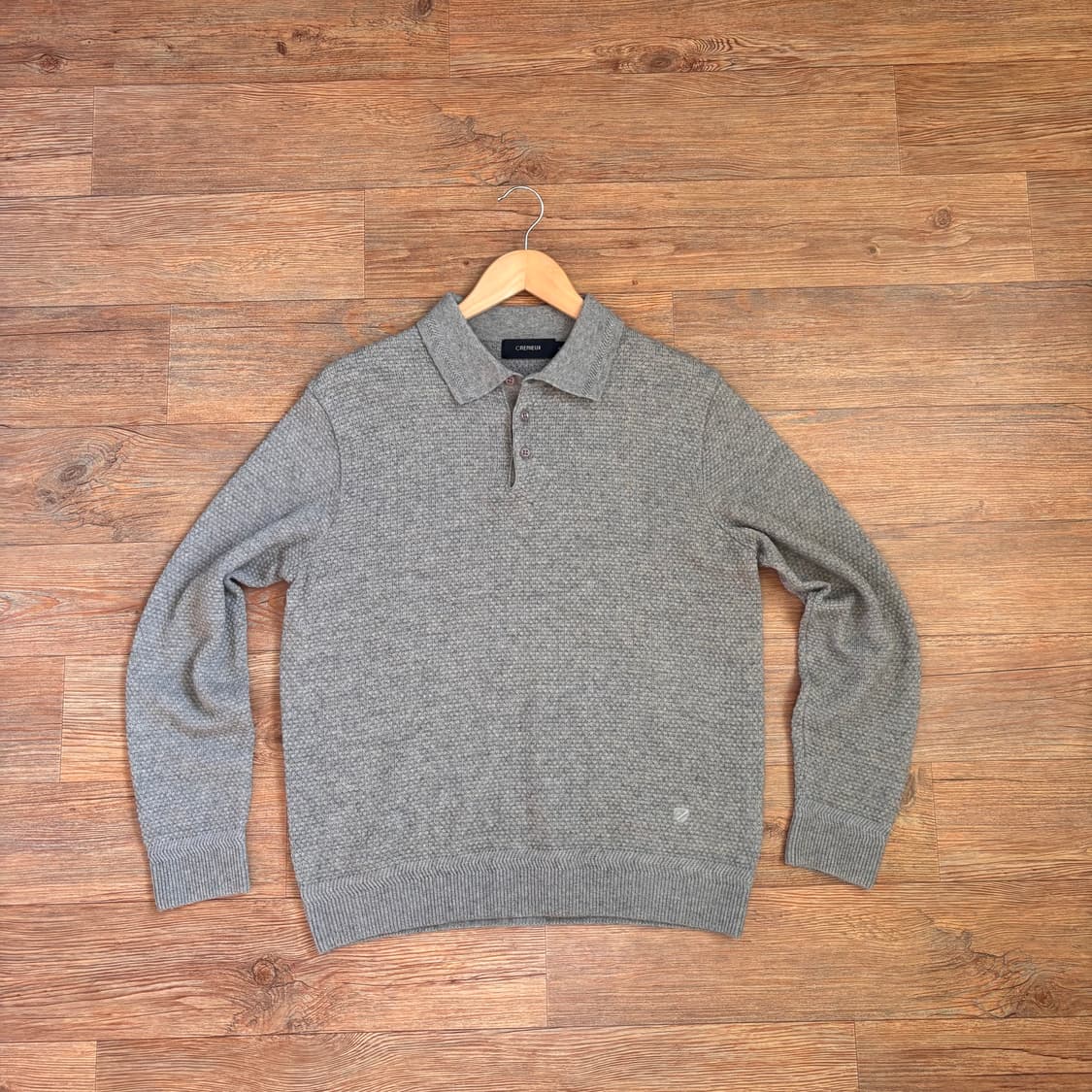 크레뮤 100 캐시미어 니트 카라 입체적인 패턴 미니멀 상품이미지1