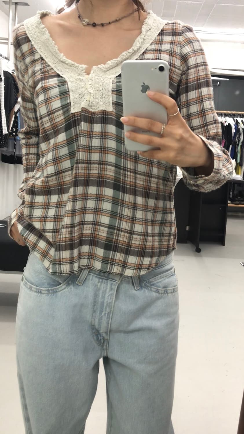 체크 블라우스 상품이미지2