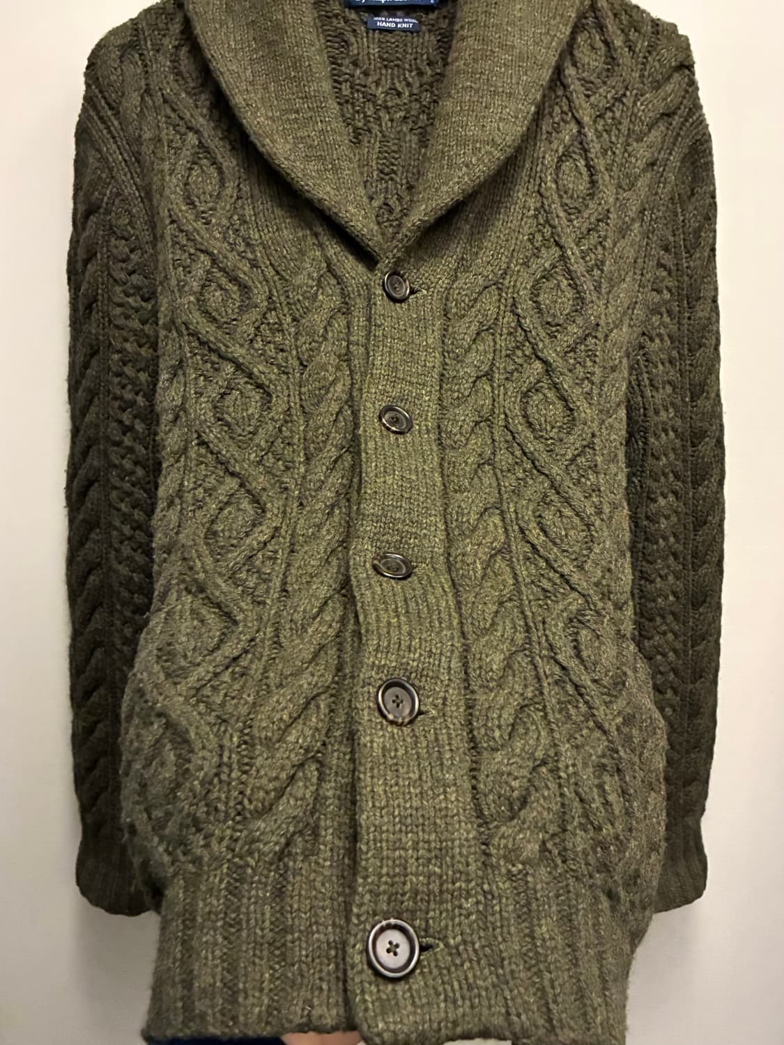 (L)00s 폴로랄프로렌 램스울 케이블 핸드니트 숄카라 가디건 상품이미지5