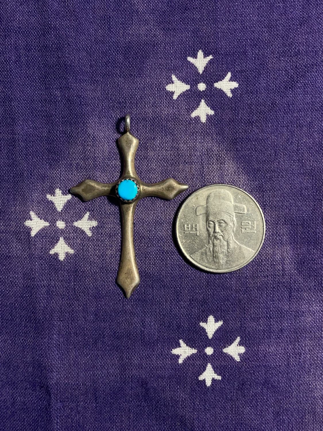 Vintage Sterling Turquoise Cross Pendant 상품이미지5