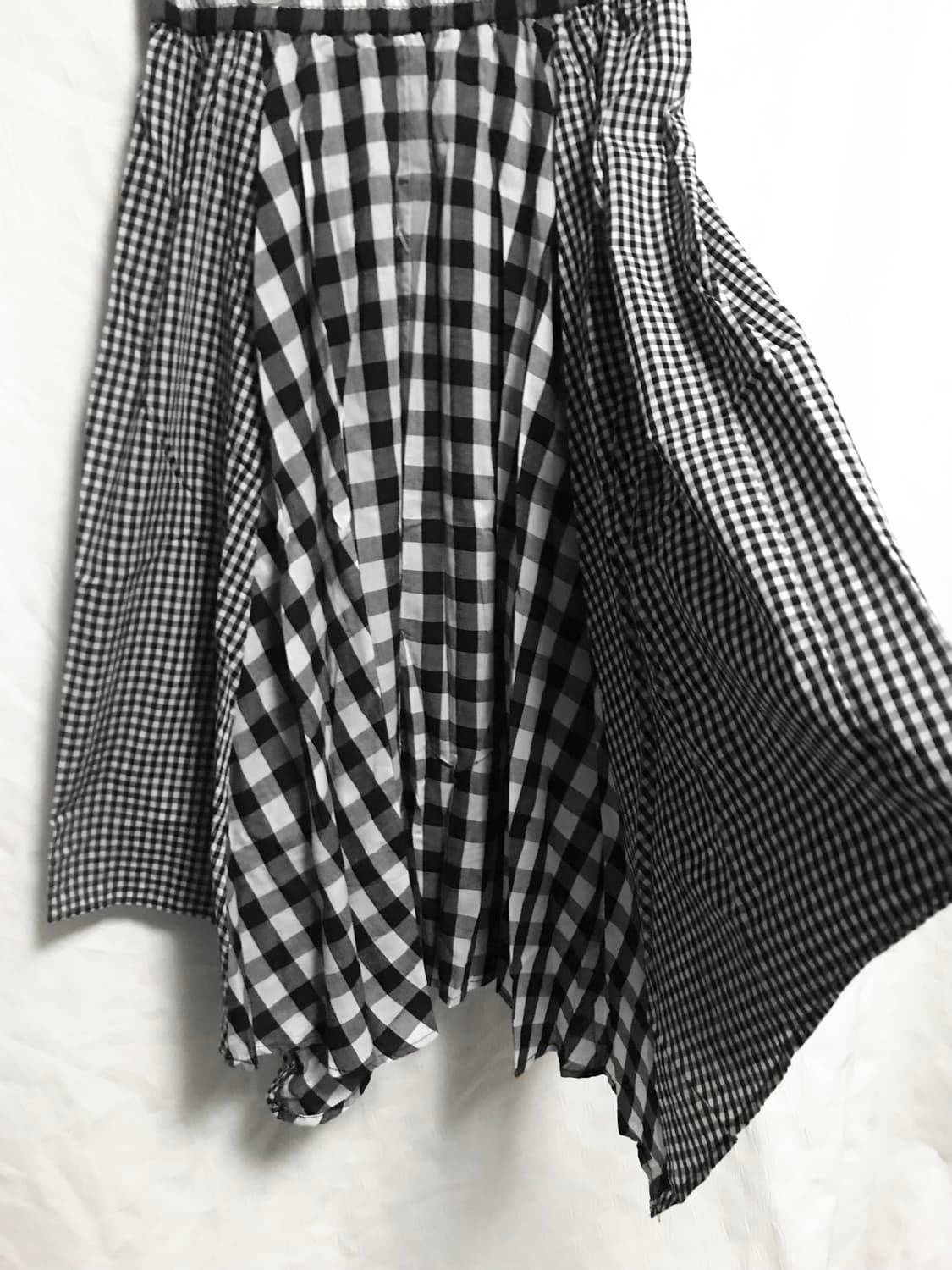 빈티지 니혼진 모리 체크 언발 롱 스커트 상품이미지4