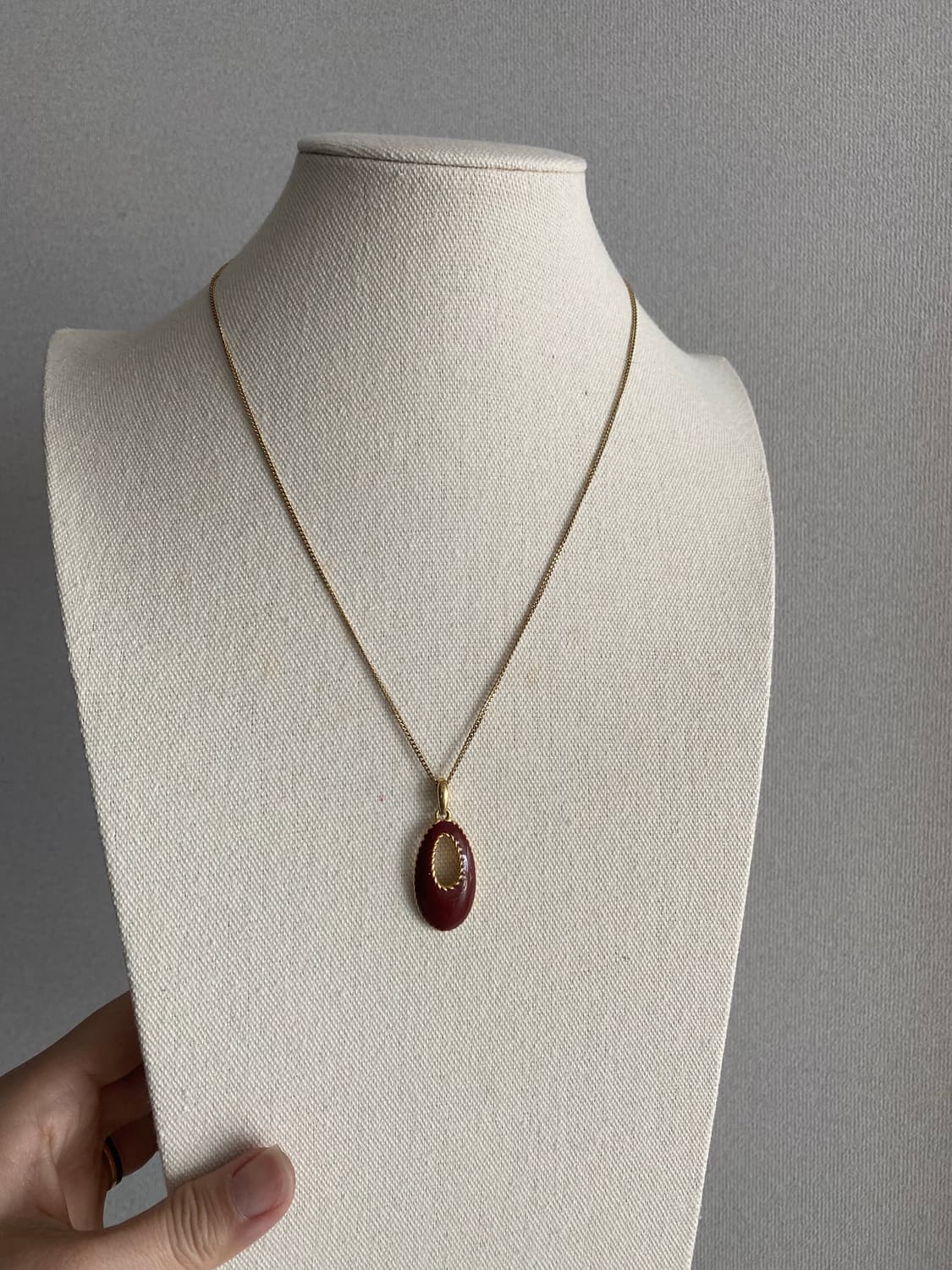 골드 체인 버건디 펜던트 목걸이  c est bien (sr) 상품이미지7