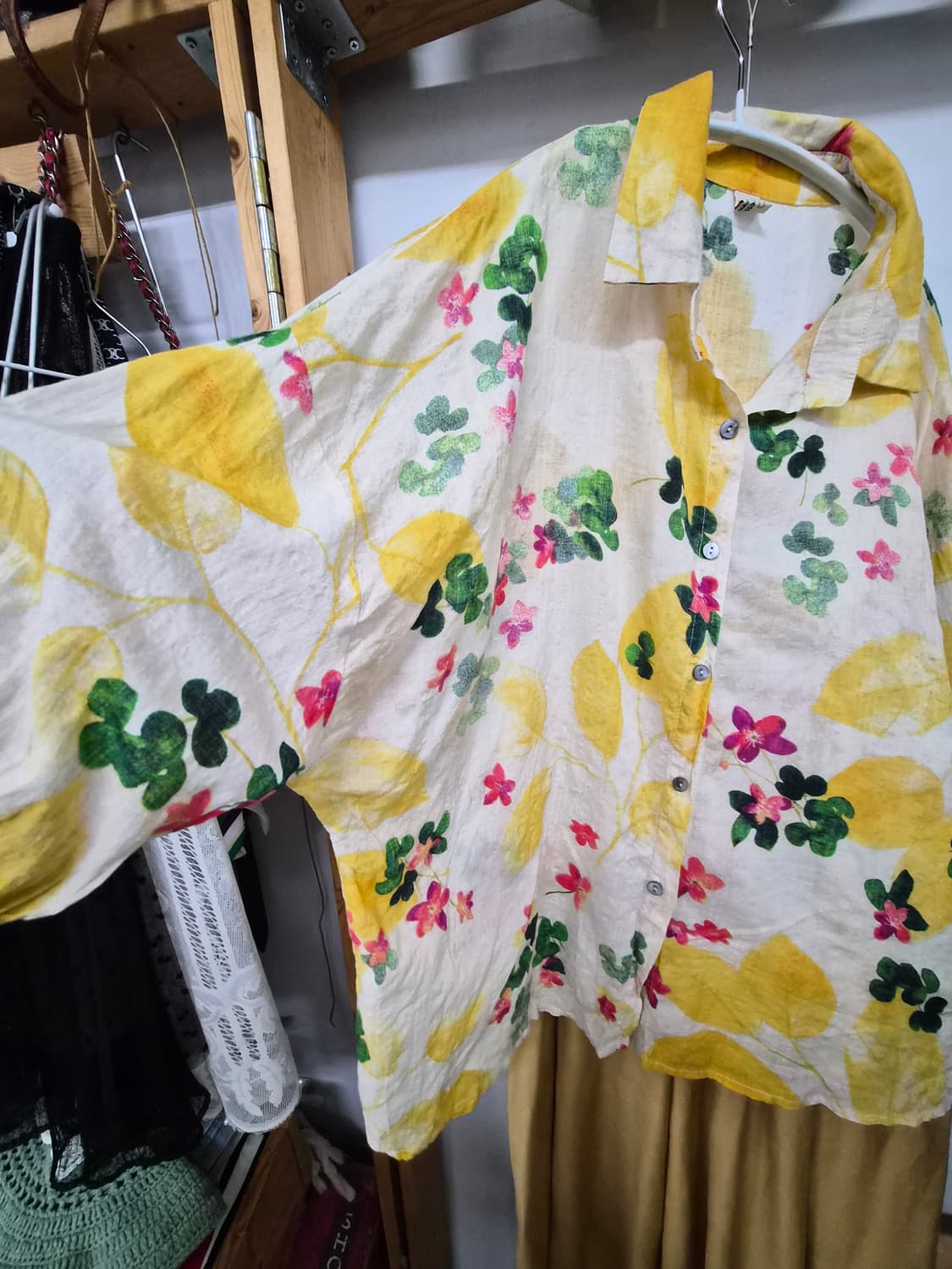 거즈면 박시 벌룬셔츠. 레이온 와이드팬츠 상품이미지3