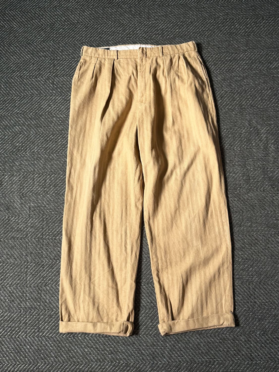 (33) 80s USA 폴로 랄프로렌 헤링본 코튼 린넨 트라우저 팬츠 상품이미지1
