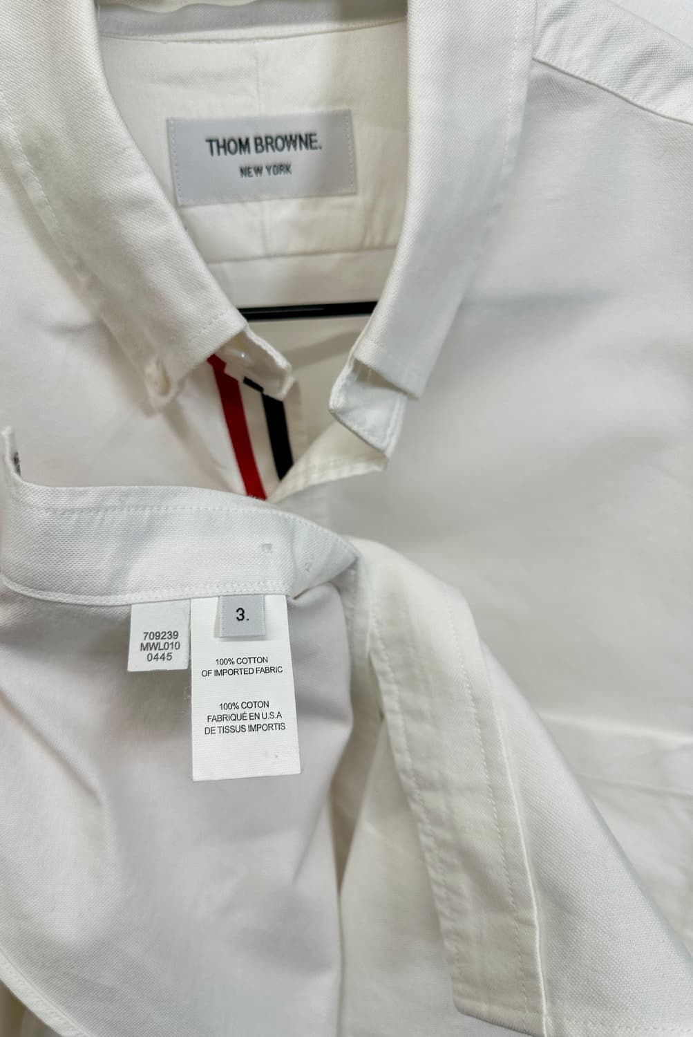 THOM BROWNE 톰브라운 삼선 화이트 옥스포드 셔츠 3  상품이미지3