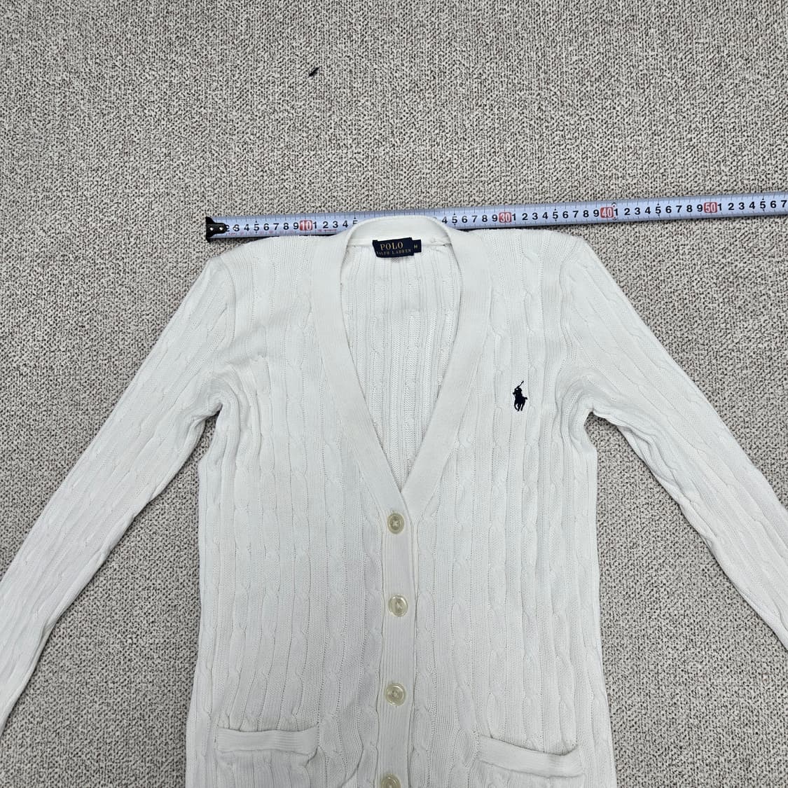 a0112. 폴로 랄프로렌 화이트 케이블 니트 가디건 M 상품이미지6