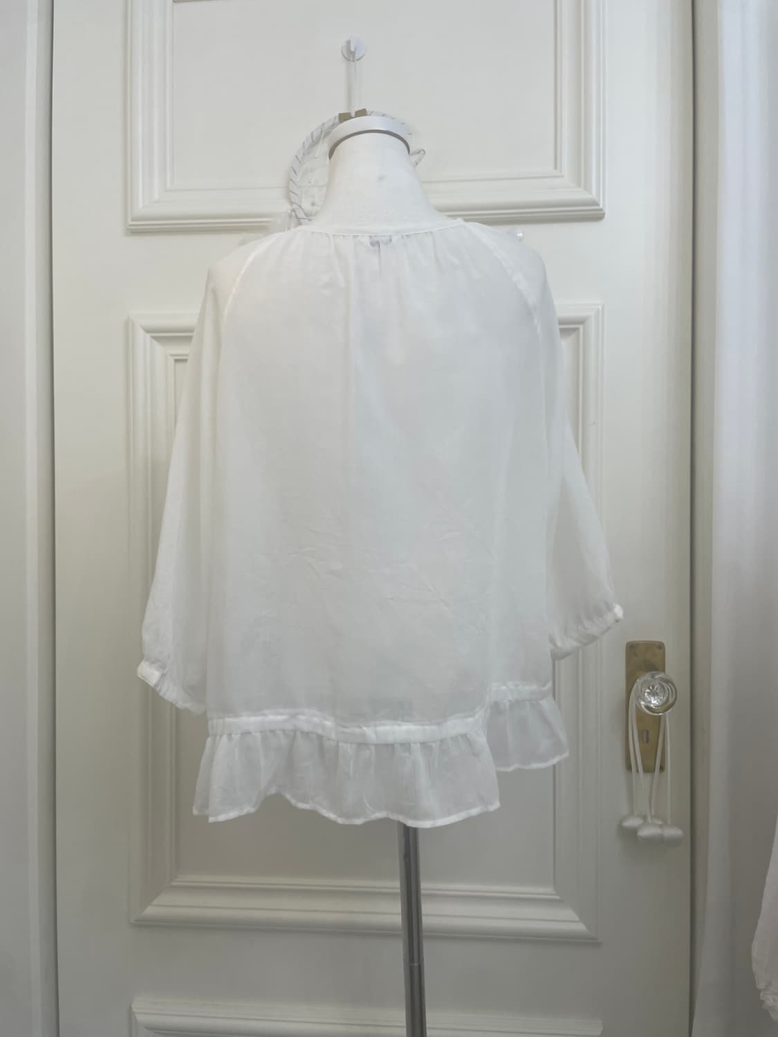 white cotton lace point reglan blouse 상품이미지3