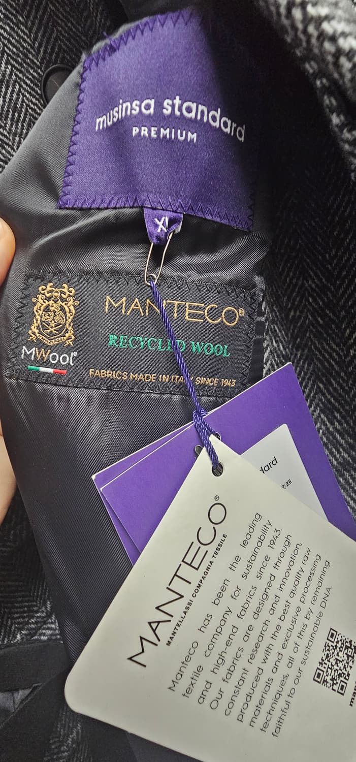 [새상품,택포] MANTECO 헤링본 오버사이즈 발마칸 코트 다크 그레이 상품이미지2